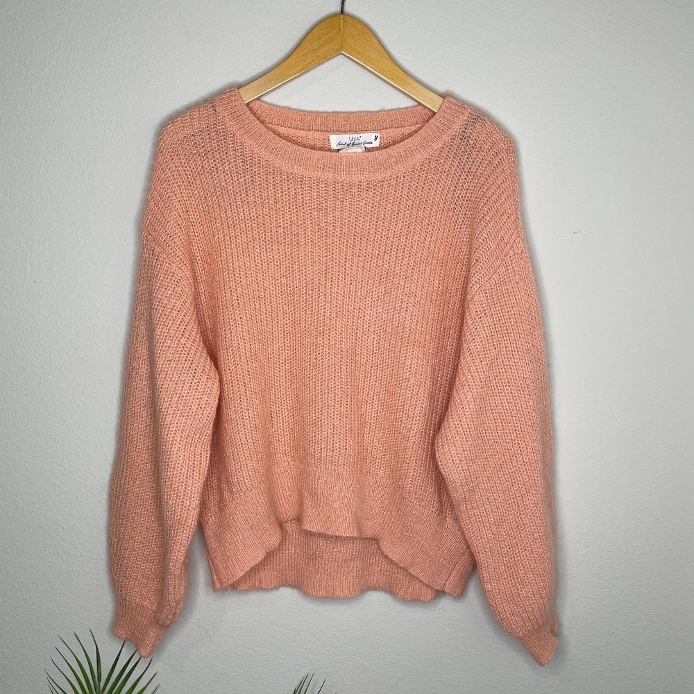 LOGG H&M Peach Pink Oversized Mohair Blend Knit Sweater size Small